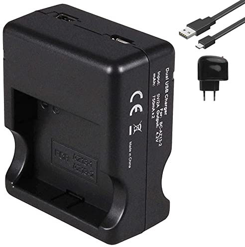 Dual-Ladegerät (Netz, USB) AZ13-1, AZ13-2 kompatibel mit Xiaomi Yi Sport Action Cam (Modelle mit Seriennummer startend mit Z23L, Z25L...) - inkl. 2A Netzteil