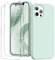 GOODVISH 3 in 1 for iPhone 12 Pro Max Case Liquid Silicone with 2x Screen Protector, Anti-Scratch Full covered Microfiber Lining Shockproof Protective Slim Phone Case Cover 6.7, Turquoise Green