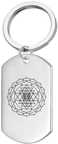KBNSUIAN Hindu Sri Yantra Charkra Heilige Geometrie Schlüsselanhänger Leistungsstarke Shree Schlüsselanhänger Yantra Spirituelle Geschenke für Männer Frauen