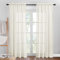 PONY DANCE Leinenoptik Vorhänge im Landhausstil Gardienen 2-Set H 213 x B 132 cm Leinenoptik Gardinen Wohnzimmer Deko Halbtransparenter Vorhang mit Stangedurchzug, Hellbeige