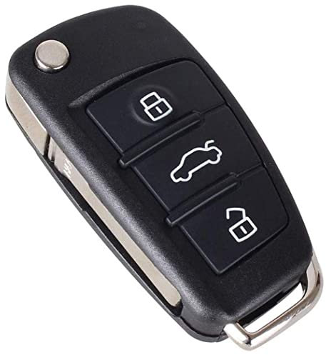 3 Buttons Car Key Fob Case Fits for Audi A2 A3 A4 A6 A6L A8 Q7 TT S6 Quattro,Auto Flip Remote Key Shell Replacement(Blank Blade)