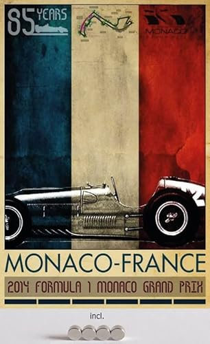 Metall Schild 20x30cm mit 4 Magneten Monte Carlo Grand Prix 2014 Auto Blechschild