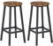 H JINHUI Barhocker, Küchenhocker, Set mit 2 hohen Barstühlen, Metallrahmen mit Holzsitz, 67 cm Hoher Sitz, Industrie-Stil, für Bauernhaus, Wohnzimmer, Café, Pub, rustikales Braun und Schwarz