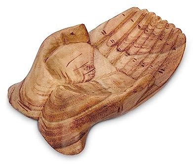 MAISONICA Hand of Hope Offering Bowl - 30cm Wooden Teak Root Fruit Accessory Bowl