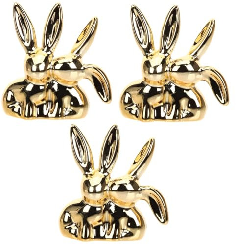 Didiseaon 3pièces Porte-bijoux Céramique Forme De Lapin Support Décoratif Pour Rangement De Bagues Organisateur De Bagues Élégant Pour Femme Accessoire De Décoration Pour Bijoux