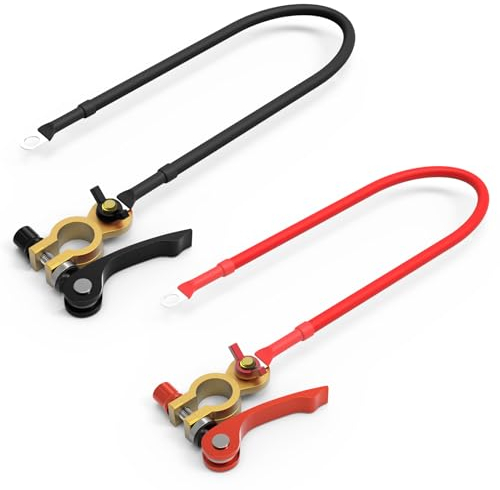 CHENGPI Rame Cavo della Batteria 25mm2 1M,OFC Rame Cavo Batteria e Adattatore della Batteria 2 unità, Usato per Invertire,Motocicli,Automobili,Navi,Energia Solare