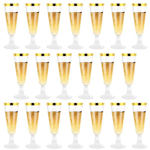 Coupe de Champagne plastique, ensemble de verres à champagne en plastique avec 20 coupes de 150 ml, idéal pour les mariages, les anniversaires et les fêtes.
