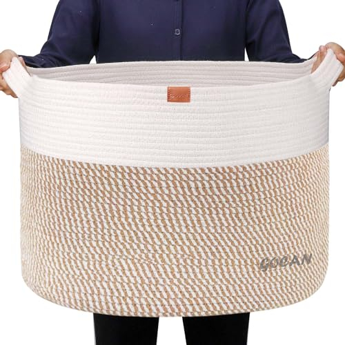 新品 GOCAN XXXL korb aufbewahrung groß wäschekorb D55XH35cm wäschesammler aufbewahrungskorb für Decken Kissen Kleidung körbe mit Griffen für kinderzimmer