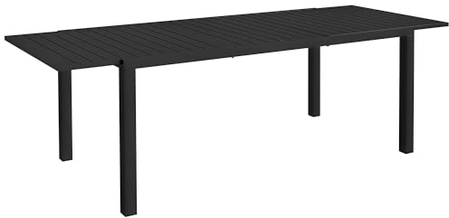 Outsunny Table de Jardin Extensible Table à Manger de Patio en Aluminium rectangulaire pour 6-8 Personnes, Charge Max. 50kg, dim. 180/240L x 94l x 73H cm, Noir