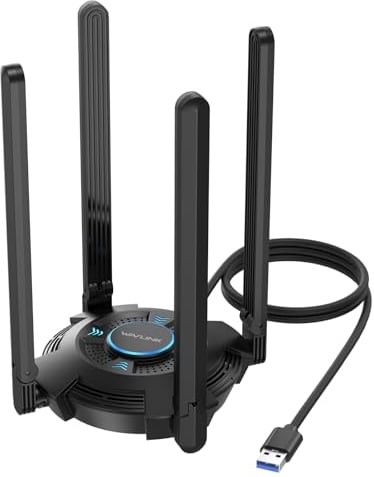 WAVLINK Clé WiFi 6E Puissante AX5400, Adaptateur Réseau sans Fil avec 2,4/5/6GHz, Pilote intégrék, Antennes 4 * 5dBi, Windows 11/10