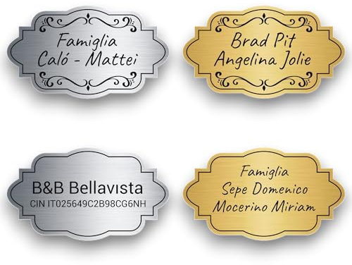 Targa Porta Ingresso Personalizzata Adesiva (Targa Classica) Targhetta Personalizzata per Casa Vacanze, Numero Civico Esterno, Casella Postale Esterno, Citofono, Cassetta Posta, Cancello– Lo Realizzo®