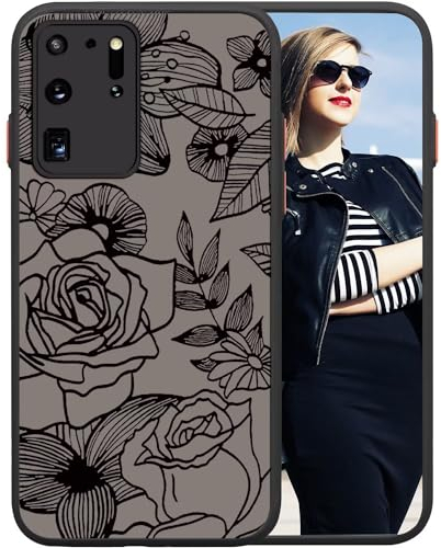 POUHYE Handyhülle für Samsung Galaxy S20 Ultra Hülle, Weiche Silikon Stoßfeste Schutzhülle Case, Matte durchsichtige Anti-Kratzer PC Rückseite Volle Kamera Schutzabdeckung 3D Rose Muster Print Design