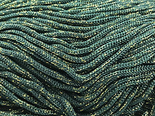 filati italiani cordini laminati Swan Glitter 500g - 450 metri per borse handmade e molto altro ancora (verde/oro, THAI GLITTER)