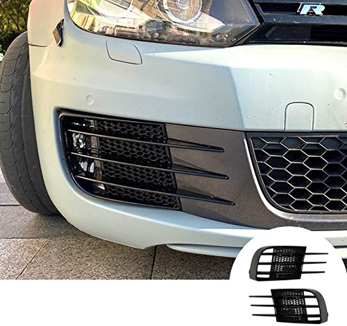 BZVCRTYKL Schwarzer Frontstoßstangengrill, Nebelscheinwerfer-Rahmenabdeckung for VW Golf 6 MK6 GTI GTD 2008–2012, Stoßstangenzubehör/579