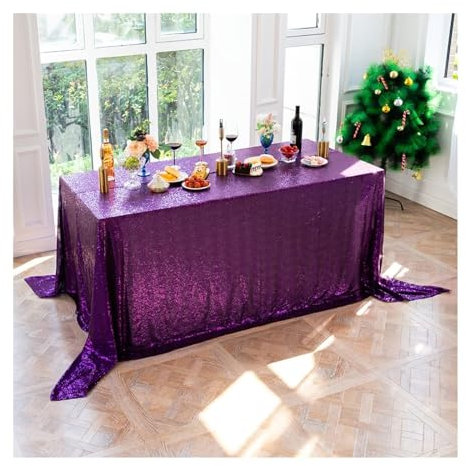 Aotiwe Tischdecke Klein Lila, Table Cloth House Pailletten Tischtücher Garten Tischdecke Abwaschbar Garten Polyester 230x230cm