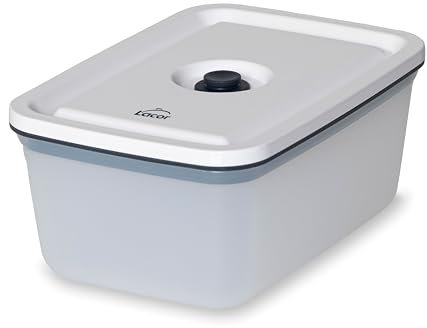 Lacor - 69692 - Récipient Alimentaire Smart, Hermétique, Avec Valve Spéciale pour Vide, Empilable, Compatible Lave-vaisselle, Micro-ondes, Réfrigérateur et Congélateur, Sans BPA, 1200 ml