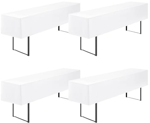Showgeous 4 Stück Biertischhussen Tischdecke 3/8 Länge für 50cm Bierzelttisch Biertisch Tischdecke Biertisch-Husse Premium Blickdicht Wasserdicht Waschbar 220x50x35cm(Weiß)
