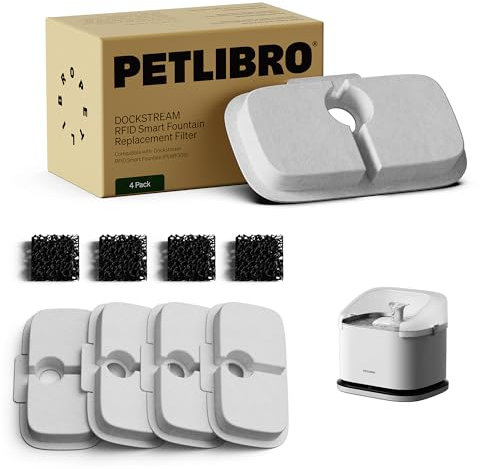 PETLIBRO Replacement Filters, for RFID Dockstream Smart Cat Water Fountain PLWF305, 4-Pack