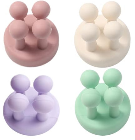EIHI 4 PCS Toothbrush Holder Silicone Toothbrush Zahnbürstenhalter Rasiererhalter Multifunktions-Haken Wasserdicht Selbstklebend Zahnbürstenhaken Stopfenhalter (4 Stück Lila, Weiß, Rosa, Grün)