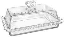 PEPAXON Glass Butter Dish with Lid Transparent Butter Serving Tray Butter Container (Heart)