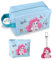 Kosme tiktasche Mädchen- Meerjungfrau Cartoon Prinzessin Reise Kulturtasche mit Geldbörse Schlüsselanhänger Groß Süße Blua Make-up Tasche Zippered PU Reisetasche Geschenke für Kinder Frauen Teenager