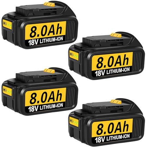 4 Pieces Replacement for DeWalt 18V Battery 8Ah, Compatible with Dewalt battery 18V DCB184 DCB180 DCB181 DCB182 DCB183 DCB184B-XJ DCB185 with LED Indicator