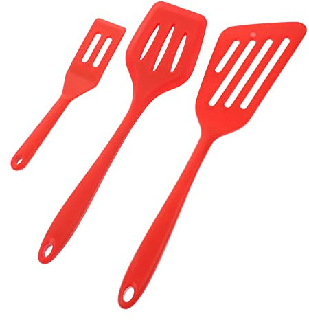 OKUMEYR Espátula De Silicona Antiadherente 3 Piezas Para Cocinar Espátula Resistente Al Calor Utensilio De Cocina Portátil Para Freír y Adecuado Para Sartenes Antiadherentes Color Rojo