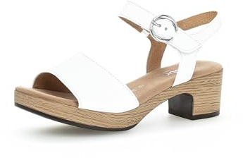 Gabor Damen Riemchensandalen, Frauen Sandalen,Absatz,Sommerschuhe,Freizeitschuhe,offene Schuhe,Strandschuhe,Weiss (S.Holz),37 EU / 4 UK