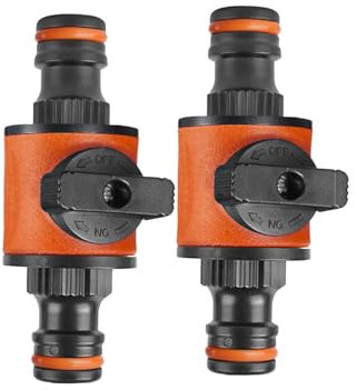Amazleer 2 Pcs Garden Hose Connectors, Double-Tap Nozzle Valve for Hozelock Connectors ABS Compatible with Hozelock Tap Two-Way Double Connector, Durable Shut-Off Valve (2)
