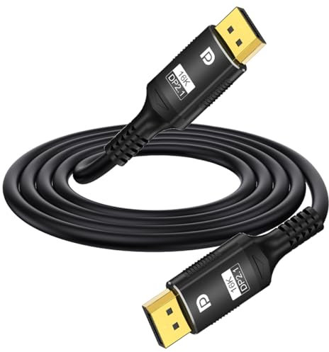 HUHANGGod 16K DisplayPort 2.1 Cable, DP to DP Cable Support 80Gbps 16K@30Hz, 8K@120Hz, 4K@240Hz,3HDR, DSC 1.2a, FreeSync G-Sync for Gaming Monitor, Laptop PC, TV (2meter)