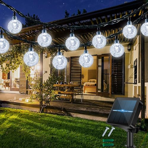 totpuc Solar String Lights Waterproof, 100LED/12M Fairy Lights with 8 Modes, 39Ft Solar Garden Lights for Party Christmas Decoration (Cold White)