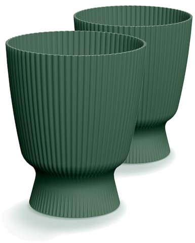 Tymar Macetero redondo (2 unidades, 22 cm de diámetro), color verde bosque