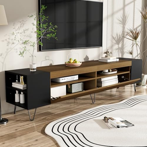 Lexiou Mueble de TV moderno efecto madera – Longitud 180 cm (Negro)