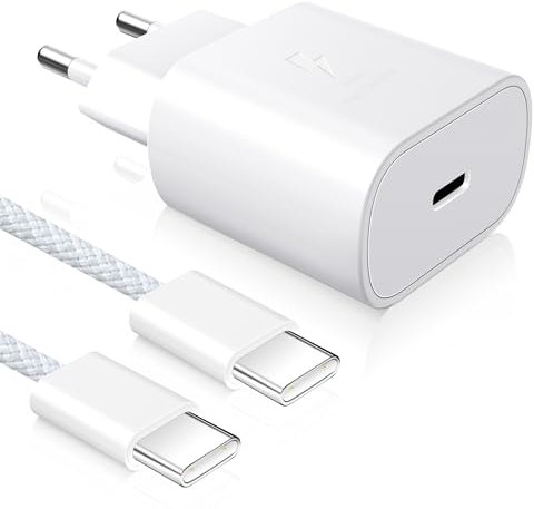 YISH Cargador USB C Carga Rrapida 25W: Enchufe USB C PD/QC 3.0 3A Cargador Tipo C Movil Carga Rapida con 60W Cable Tipo C a C