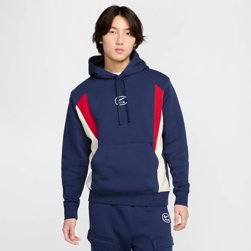 Nike Air Hoodie Für Herren, Midnight Navy/Lt Khaki/Gym Red, HM0175-411, XL