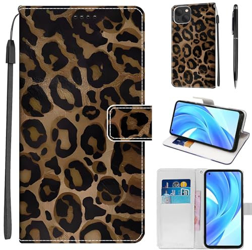 GENMORAL Compatible with iPhone 7/8/SE 2020 4.7 Inch Wallet Flip Leather Case,Leopard Pattern Cheetah Print, Soft Case TPU Protective Cover for Women Girls, Anti Scratch Phone Case + Touch Pen