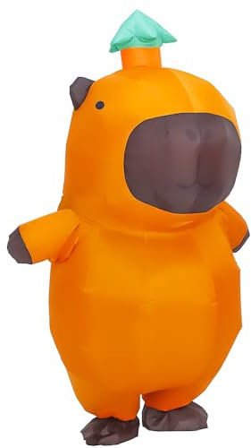 Yeffute Disfraz inflable de Capibara para adultos, disfraces inflables de Halloween, divertidos disfraces de animales inflables (marrón)