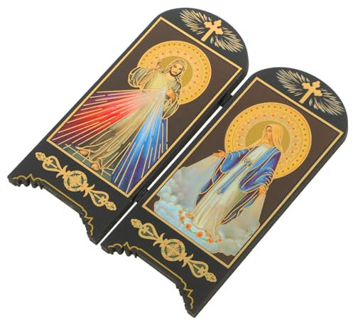 Ipetboom Placa De Madera Diseño Decoración Religiosa para Escritorio Adorno De María para Dormitorio