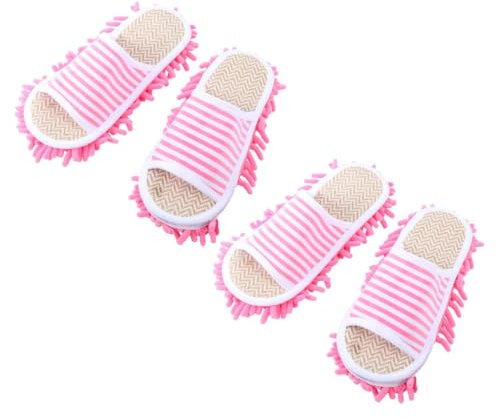 Veemoon 2pares Pantuflas Perezosas Rayas para Fregar Pisos Desmontables y Lavables para Limpieza Salas De Estar y Dormitorios para Pisos Interiores
