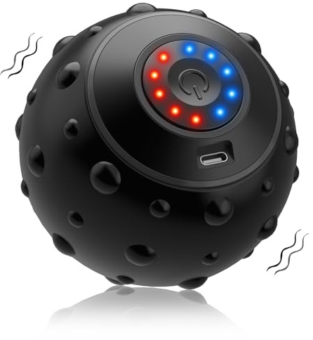 Wolady Elektrisch Massageball mit Vibration，5-Gänge Faszienball für Muskel und Plantar USB Wiederaufladbar Massagegerät Ball für Muskel und Plantar Schmerzlinderung Muskelspannung Schwarz