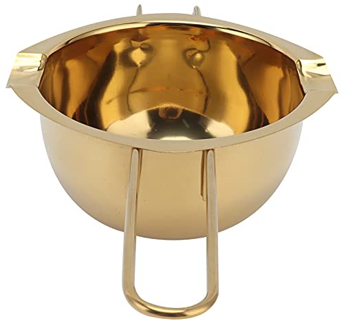 Naroote Chocolate Melting Pot, Wax Melting Pot 400ml Stainless Steel with Extended Handle for Butter, Cheese, Caramel, Chocolate (Gold)