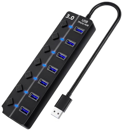 Hub USB 3.0 de 7 Puertos con Interruptores Independientes