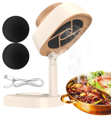 Folding Desktop Range Hood - Rechargeable Kitchen Fan, 5-Speed Extractor includes Adjustable Angle, Stove Ventilation System, Cooking Grease Filter, Indoor Air Cleaner for Oven Cooktop