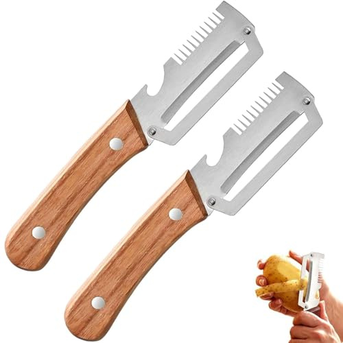 2 Pcs Stainless Steel Fruit and Vegetable Peeler, Multifunctional Vegetable Peeler, 3-in-1 Peelers for Kitchen with Bottle Opener, Portable Kitchen Peelers for Fruit Veggie Pumpkin ect