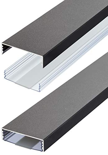 Flacher Design Aluminium Kabelkanal lackiert in Titanium Anthrazit Seidenmatt selbstklebend 50 mm x 15 mm Alunovo Kabelschacht Leitungskanal Installationskanal (Länge: 50cm)