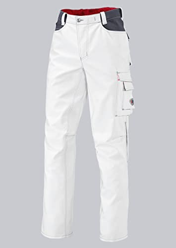 BP Workwear 1788-555-21 Arbeitshose - Gummizug im Rücken - Bundfalten - Normale Passform - Größe: 54n - Farbe: weiß/dunkelgrau