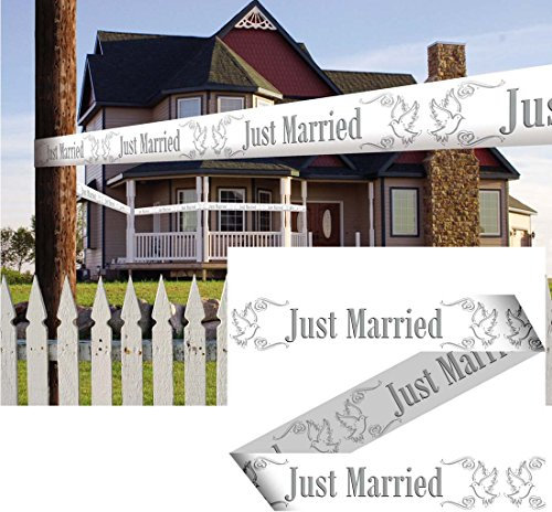 NET TOYS FOL210768(2) Absperrband Just Married, weiß