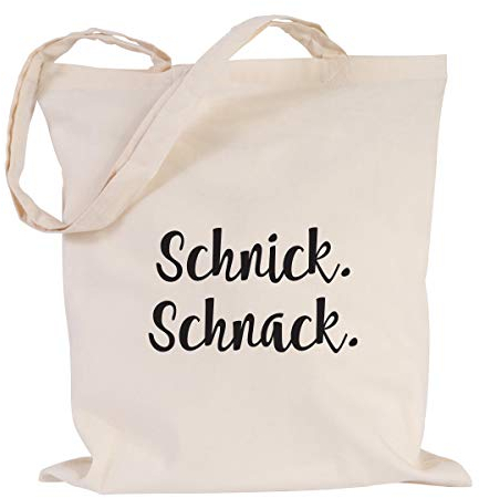 JUNIWORDS Jutebeutel - Wähle eine Farbe - Schnick. Schnack. (Beutel: Natur, Text: Schwarz)