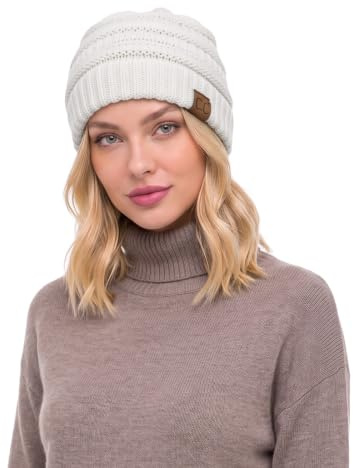 C.C Damen Weiche Stretch-Mütze mit Zopfmuster, 2 Stück C.c Trendy Beanie