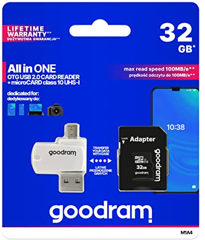 GOODRAM 32GB M1A4 All in One Micro Card Class 10 UHS I + Card Reader